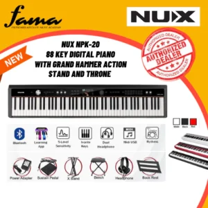 nux npk 20 88 key digital piano with grand hammer action, stand and throne for beginner