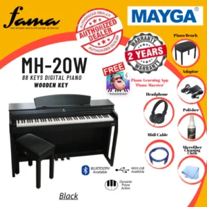mayga mh 20w new 88 key digital piano with wooden key bluetooth function and powerful recording and playback system