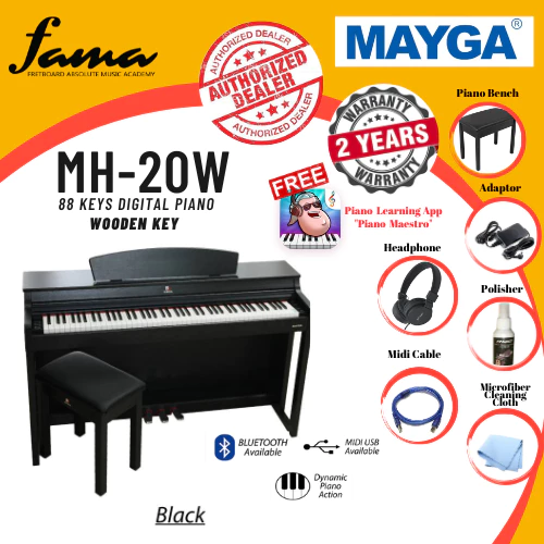 mayga mh 20w new 88 key digital piano with wooden key bluetooth function and powerful recording and playback system