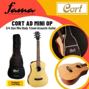 cort ad mini op open pore standard series 3/4 size mini body travel acoustic guitar come with gigbag