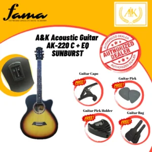 a&k ak 220 ce 40'' (sunburst) cutaway acoustic guitar with pick up