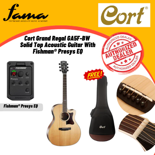 cort grand regal ga5f bw solid top acoustic guitar with fishman® presys eq
