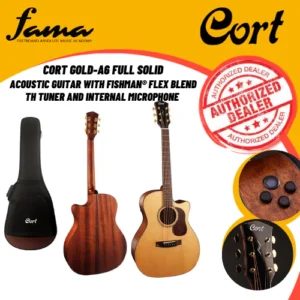 cort gold a6 full solid acoustic guitar with fishman® flex blend th tuner and internal microphone