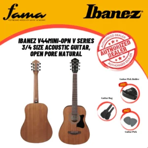 ibanez v44mini opn v series 3/4 size acoustic guitar, open pore natural mini travel