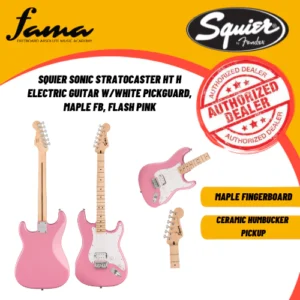 squier sonic stratocaster ht h electric guitar w/white pickguard, maple fb