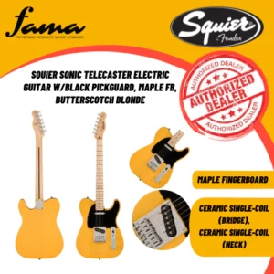 squier sonic telecaster electric guitar w/black pickguard, maple fb