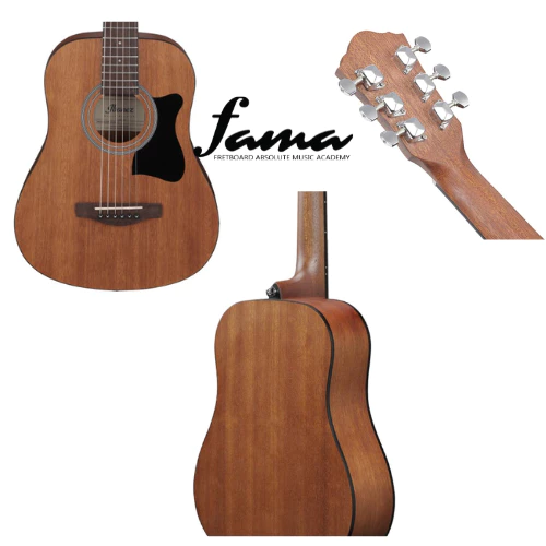 ibanez v44mini opn v series 3/4 size acoustic guitar, open pore natural mini travel