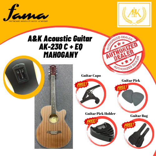 a&k ak 230 ce 40'' (mahogany)cutaway acoustic guitar with pick up