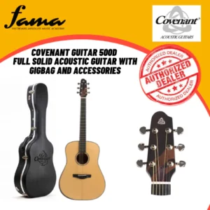 covenant guitar 500d full solid acoustic guitar with gigbag and accessories