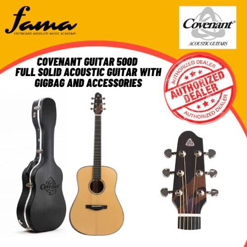 covenant guitar 500d full solid acoustic guitar with gigbag and accessories