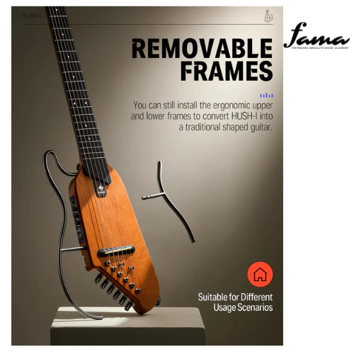 donner ec1781 hush i acoustic electric guitar, mahogany travel guitar