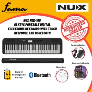 nux nek 100 61 keys portable digital electronic keyboard with touch response and bluetooth (nek100)