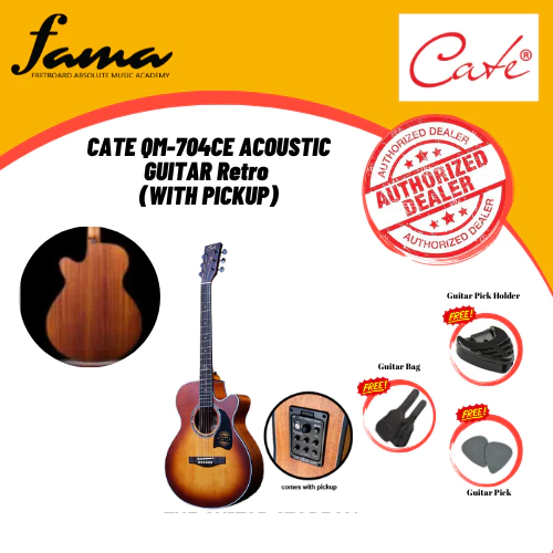cate qm 704ce acoustic guitar retro (with pickup)
