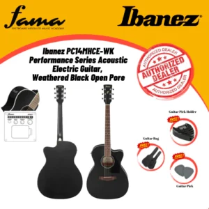 ibanez pc14mhce wk performance series acoustic electric guitar, weathered black open pore with pickup eq