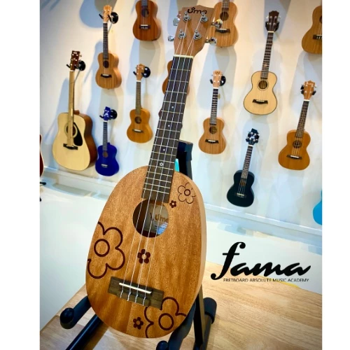 uma uk 03flscp flower pineapple solid mahogany top concert ukulele