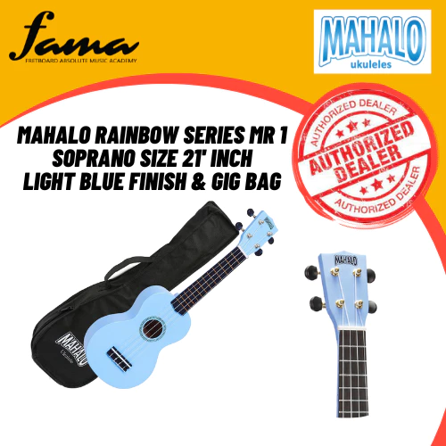 mahalo rainbow series mr 1 soprano size 21' inch finish & gig bag