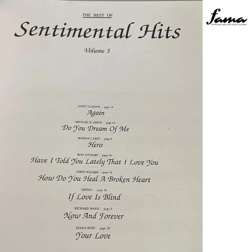 the best of sentimental hits volume 5 vocal & piano arrangement