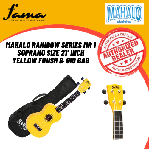 mahalo rainbow series mr 1 soprano size 21' inch finish & gig bag