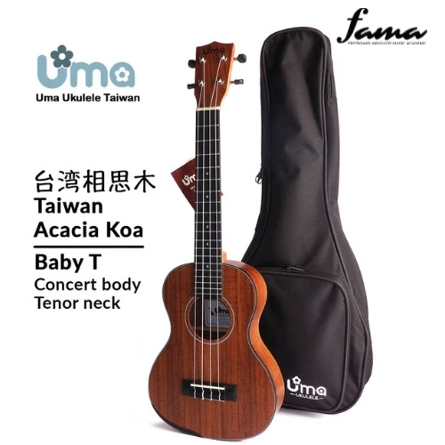 uma ukulele 26' tenor acacia koa wood uma baby t