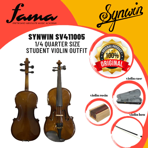 synwin sv411005 1/4 quarter size student violin outfit (sv1005)