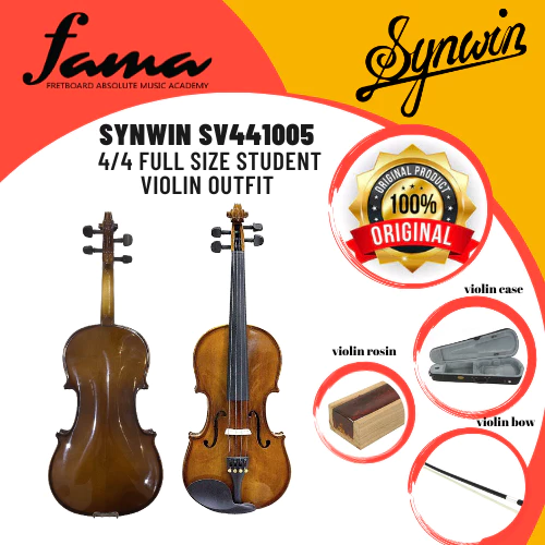 synwin sv441005 4/4 full size student violin outfit (sv1005)