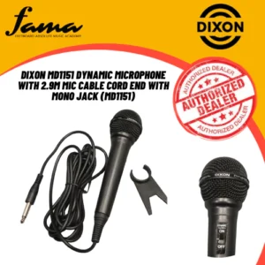 dixon md1151 dynamic microphone with 2.9m mic cable cord end with mono jack (md1151)