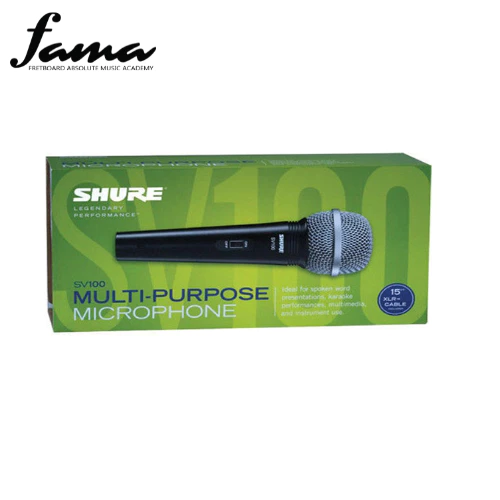 shure sv100 dynamic cardioid handheld multi purpose microphone with m100 mic stand package (sv 100)