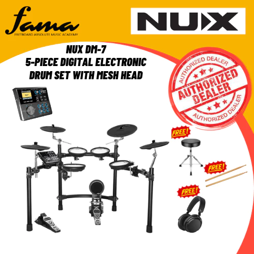 nux dm 7 5 piece digital electronic drum set with mesh head