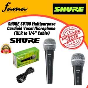 shure sv100 dynamic cardioid handheld multi purpose microphone with m100 mic stand package (sv 100)
