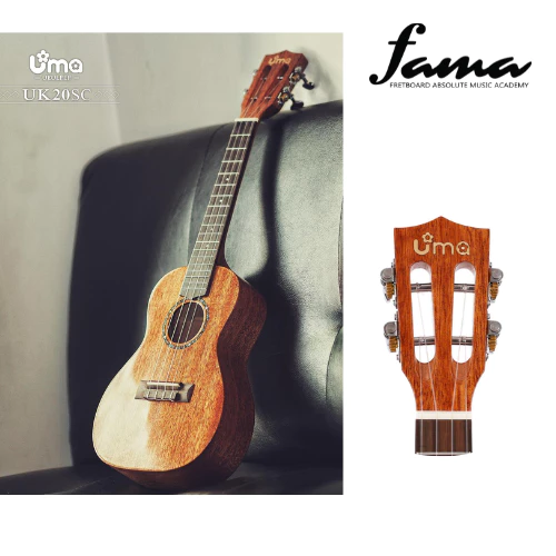 uma ukulele 23' concert full solid mahogany gloss uma uk 20sc + eq (equalizer)
