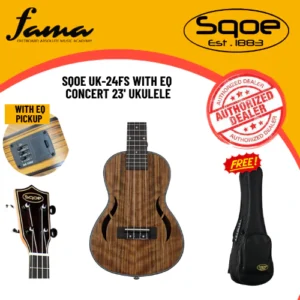sqoe uk 24fseq concert ukulele 23'inch with pickup eq