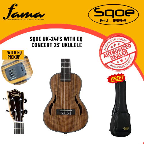 sqoe uk 24fseq concert ukulele 23'inch with pickup eq