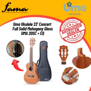 uma ukulele 23' concert full solid mahogany gloss uma uk 20sc + eq (equalizer)