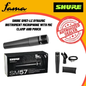 shure sm57 lc dynamic instrument microphone with mic clamp and pouch