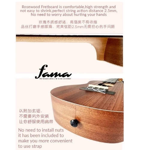 ukunili ukulele concert 23' mahogany wood 2330m