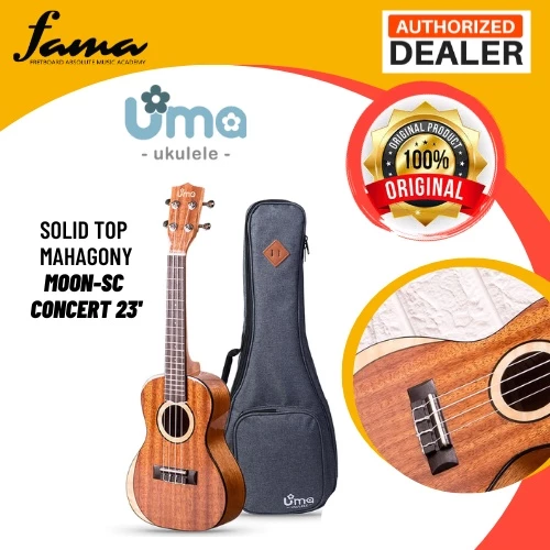 uma ukulele 23' concert solid mahogany & maple top uma uk moonsc