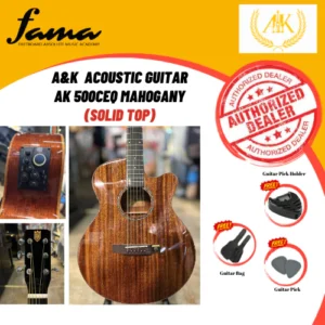 a&k acoustic guitar ak 500 ceq (solid top) mahogany eq guitar