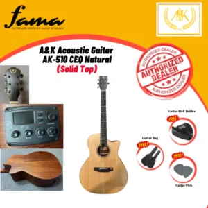 a&k acoustic guitar ak 500 ceq (solid top) mahogany eq guitar