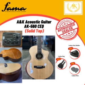 a&k acoustic guitar ak 500 ceq (solid top) mahogany eq guitar