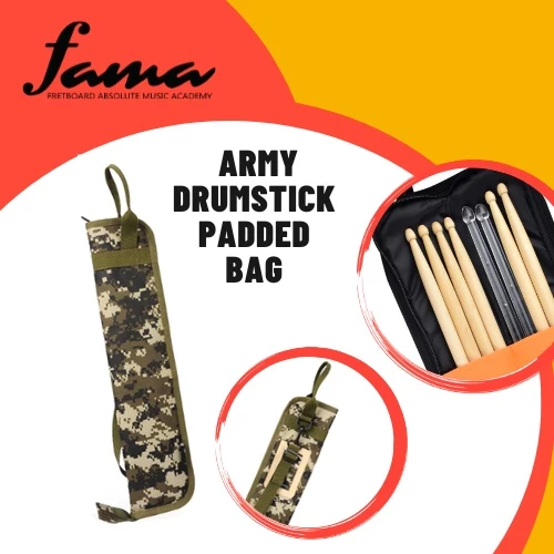 army green drumstick padded bag holder for 4 pairs drumstick