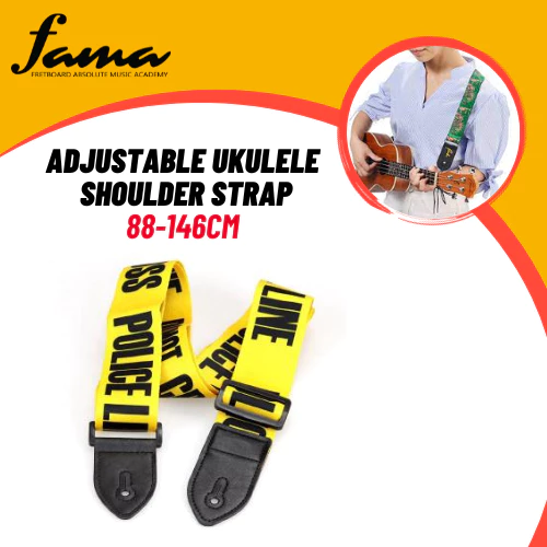 adjustable high quality ukulele shoulder strap yellow police