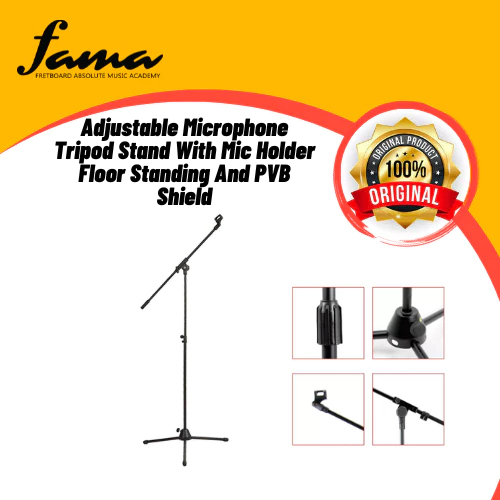 adjustable microphone tripod stand with mic holder floor standing and pvb shield