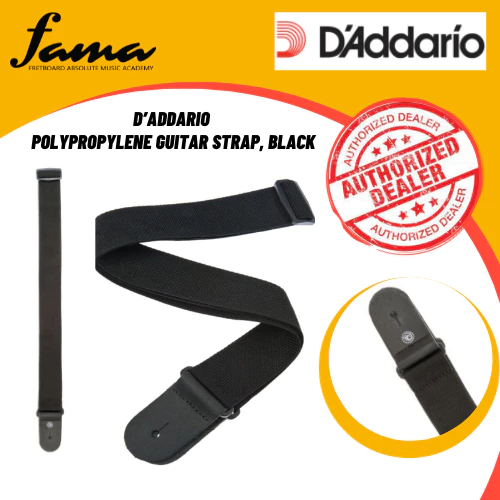 d’addario polypropylene guitar strap, black