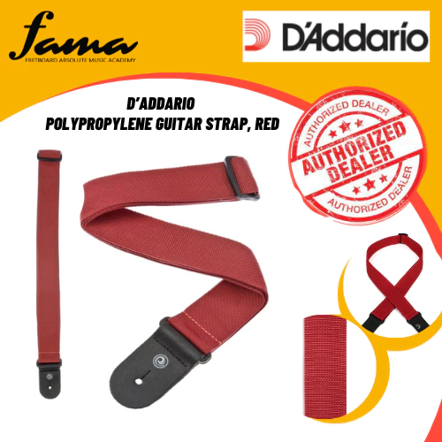 d’addario polypropylene guitar strap, red