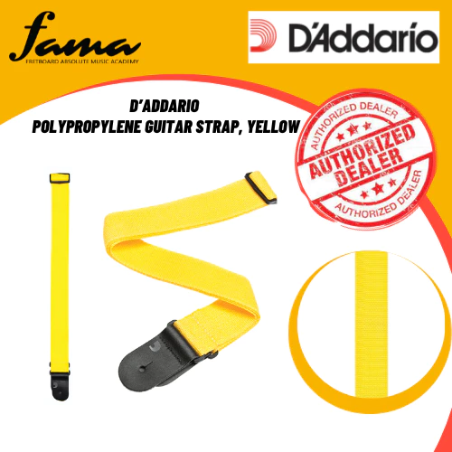 d’addario polypropylene guitar strap, yellow