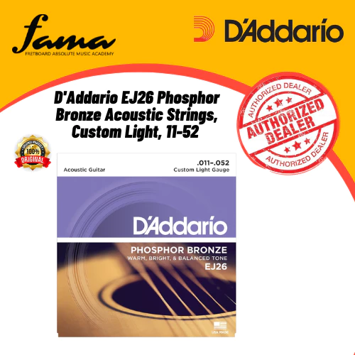 d'addario ej26 phosphor bronze acoustic strings, custom light, 11 52