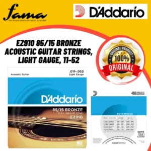 d'addario ez910 85/15 bronze acoustic guitar strings, light gauge, 11 52