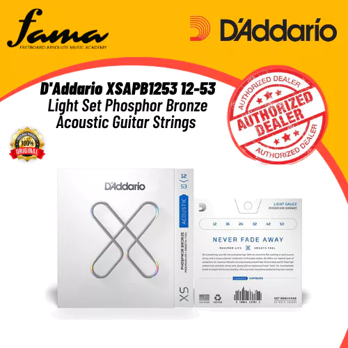 d'addario xsapb1253 12 53 light set phosphor bronze acoustic guitar strings (daddario / d addario)