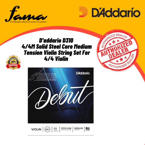 d'addario d310 4/4m solid steel core medium tension violin string set for 4/4 violin