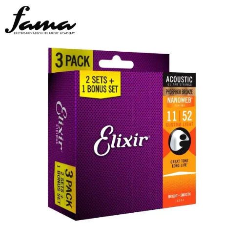 elixir 11077 nanoweb acoustic guitar string 80/20 bronze bright smooth light medium gauge (12 56)